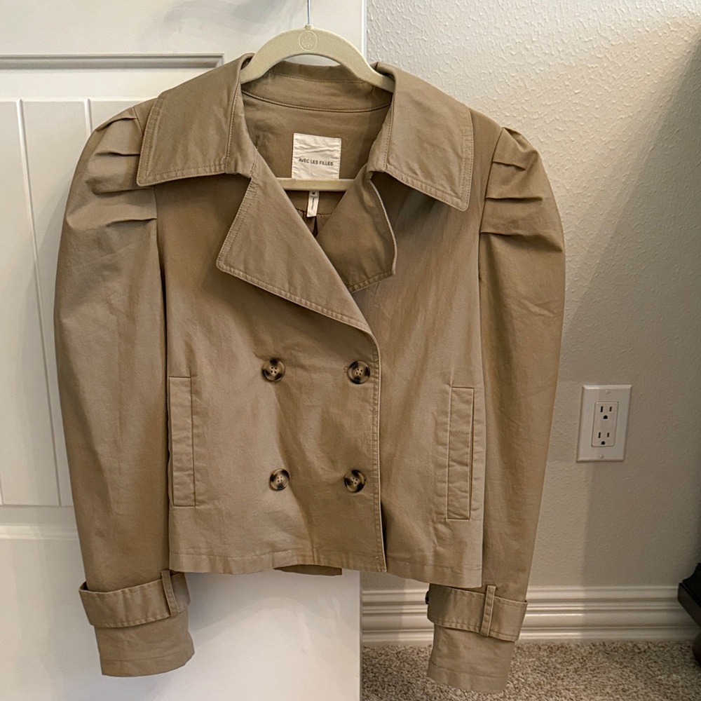 Avec Les Filles Tan Double-Breasted Trench Coat